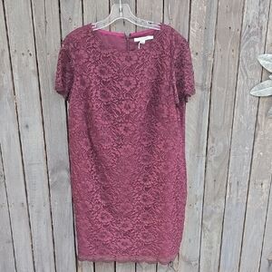 Boden Elegant Lace Dress in Rich Burgundy
